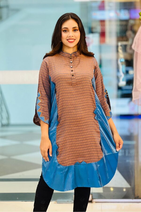 corsair blue print jaccquard cotton kurti