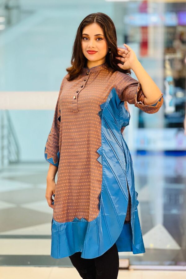 corsair blue print jaccquard cotton kurti