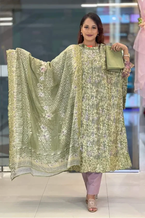 spring silk with embroidered and sequin shalwar suit – 3