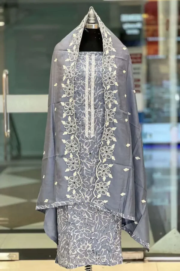 taupe gray cotton boutique shalwar suit